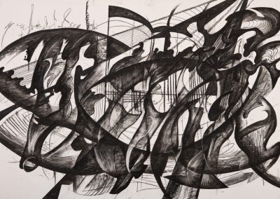 Aldo Pizzi, Artist | Covid 2 | 2020 | 40" x 60" | Charcoal On Paper